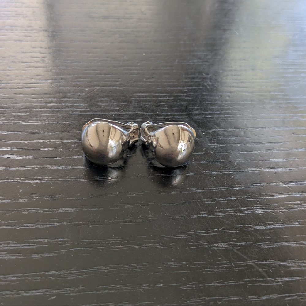 Vintage Silver Tone Clip On Earrings